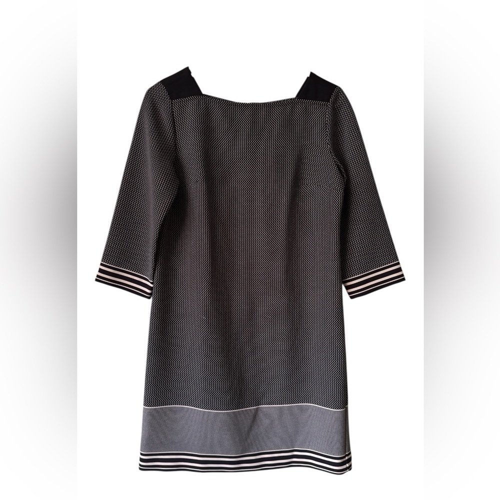 Ann Taylor Black Sheath Dress with Cuffed 3/4 Sleeves